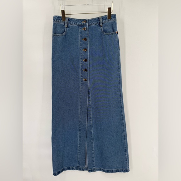 Ronny Kobo Makena Denim Maxi Skirt Indigo Wash Blue Pencil High Waist small NWT - Picture 3 of 7
